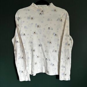 Croft & Barrow Women's White Snowman Winter Mockneck Top Size M